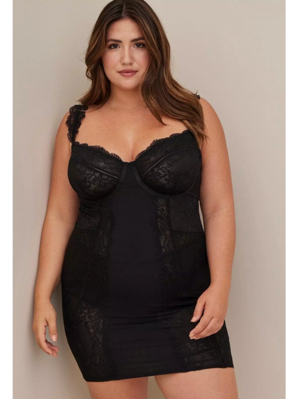Torrid 1 Black Lace Underwire Unlined Chemise 1X 14 16